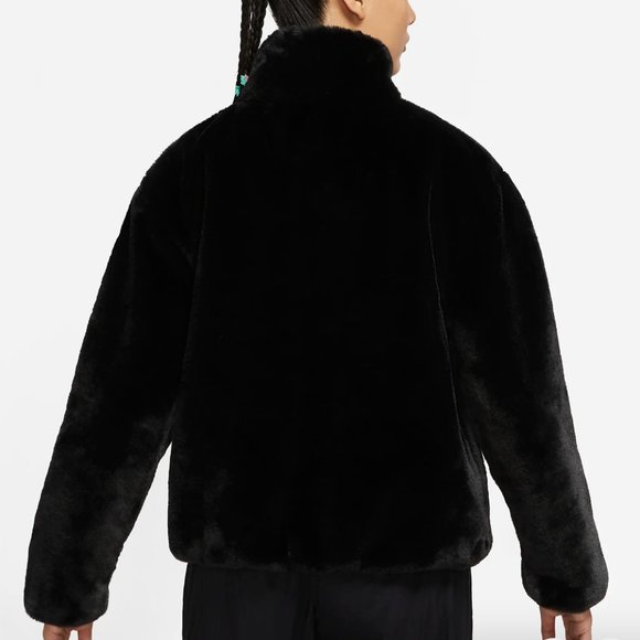 Nike Women's Sportswear Plush Faux Fur Swoosh Jacket XS - Picture 3 of 16